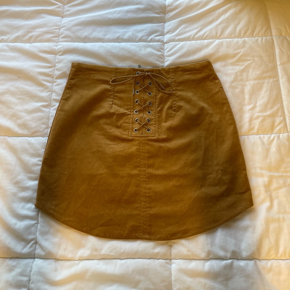 Forever 22 lace up brown skirt